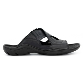 Olivier Mænds flip -flops lavet af naturlig læder 400MP sort