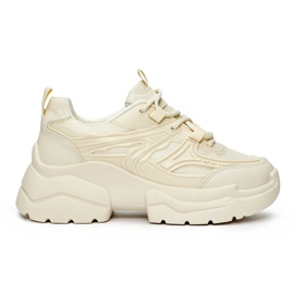 Creme sneakers med tyk sål beige