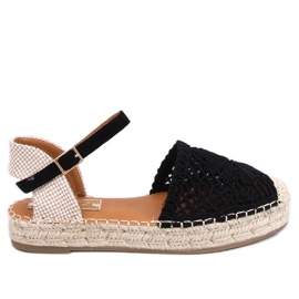 Premat Sorte gennembrudte espadrillesandaler