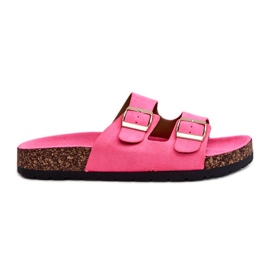 Slip-on flip-flops til kvinder med korksål, neon pink, Cortina lyserød