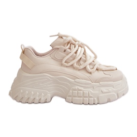 Lysbeige sneakers til kvinder på en chunky sål Nevela