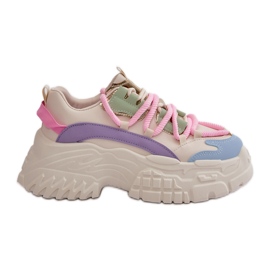 Sneakers til kvinder på en chunky sål Multicolor Nevela beige