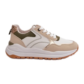 Platformsneakers til kvinder lavet af øko læder, beige og grøn Issatta