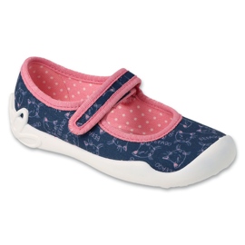 Befado børnetøfler med velcro 114X533 marineblå/pink
