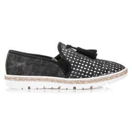Kylie Gennembrudte Slipony Espadrilles sort