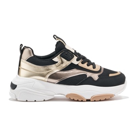 Sorte og guld sneakers med en tyk sål