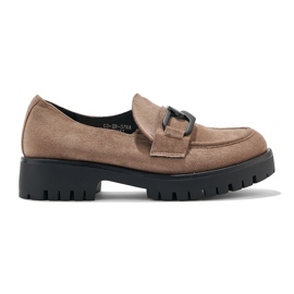 Dame loafers i beige ruskind