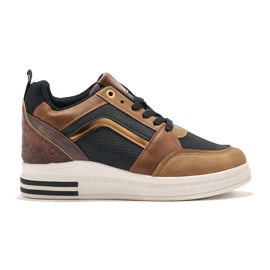 Brune og sorte sneakers til kvinder med skjult kile