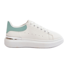 Sneakers med lav platform til kvinder lavet af øko læder, hvid og grøn, Nevelena