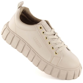 Beige platforms-snøresko til kvinder Big Star MM274618
