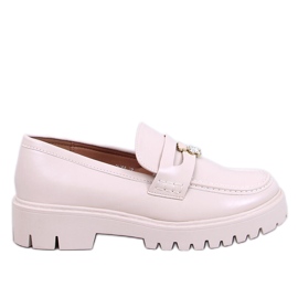 Rimet Beige platform mokkasiner