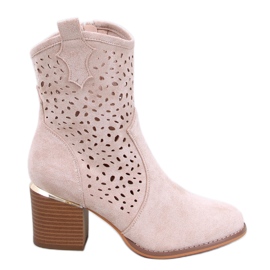 Antares Beige gennembrudte ruskinds cowboystøvler