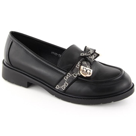 Dame loafers med sløjfe, sort S.Barski HY42-331