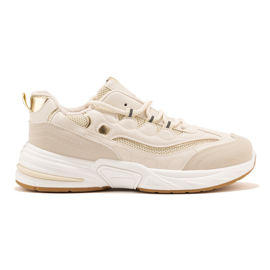 Beige damesportssko med tyk sål