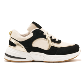 Sorte og beige sneakers med tyk sål hvid