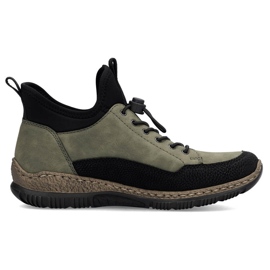 Komfortable damesko, grønne sneakers Rieker N32G3-54