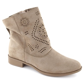 Gennembrudte ruskindsstøvler, beige Jezzi MAM65-106
