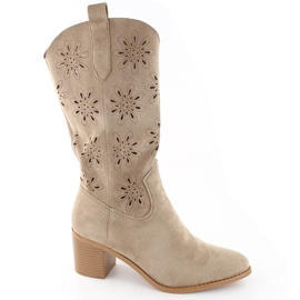 Damestøvler i gennembrudt ruskind, beige Jezzi RMR2337-11