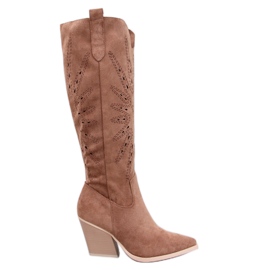 Taylor Camel gennembrudte cowboystøvler brun
