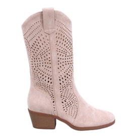 Hunter Beige gennembrudte cowboystøvler