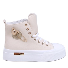 Arenas Beige high-top sneakers med en sikkerhedsnål
