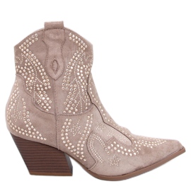 Lorenzo Khaki cowboystøvler med sten beige