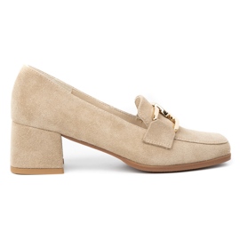 Exquisite Dame ruskind højhælede pumps 1355EX, beige