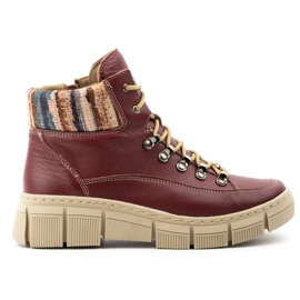 WASAK Damesko, ankelstøvler, vinter læder sneakers 0698W, bordeaux rød
