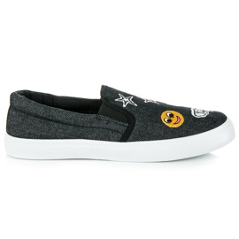 Balada Denim Slipons med lapper sort
