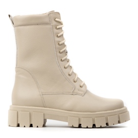 WASAK Højisolerede ankelstøvler med blonder i læder, vinter 0709W beige