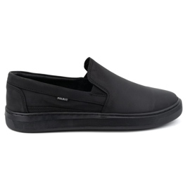 Herre slip-on sko lavet af naturlæder POLBUT 2124 sort