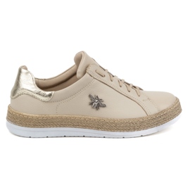 Olivier Dame lædersko, Style 1190, beige sneakers