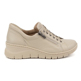 Olivier Dame lædersko med tyk sål 1236, beige