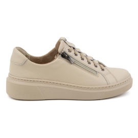 Olivier Style 1238 beige damesneakers i læder