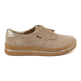 Olivier Dame lædersko med tyk sål 1134/2, beige