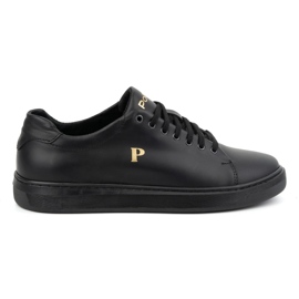 Herre lædersneakers POLBUT 2127 sort