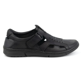 Olivier Herre læder, luftige, slip-on sko med velcro, 312KZ, Sort