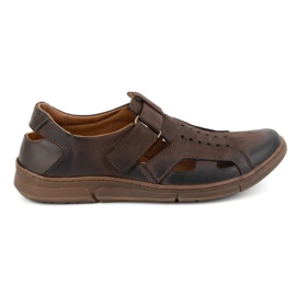 Olivier Herre læder, luftige, slip-on sko med velcro, 312KZ, mørkebrun
