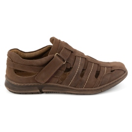 KOMODO Herresko, læder, luftige velcrosko 931K, brun