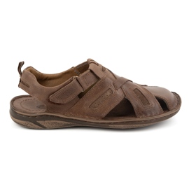 KOMODO Herresandaler i læder med velcro 523K, brun