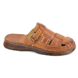 Olivier Klassiske flip-flops i læder til mænd 0036 brun