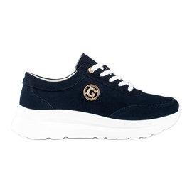 Goodin Marineblå lædersneakers på platformen
