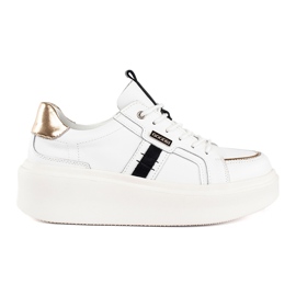 Hvide platformssneakers i læder
