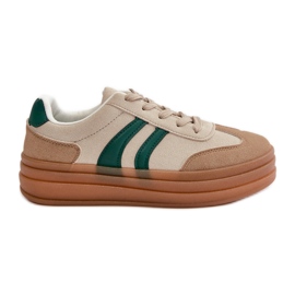Sneakers på platform til kvinder Beige og Grøn Nesonice