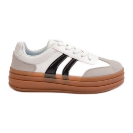 Platform sneakers til kvinder, hvid og grå Nesonice