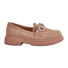 Dame øko ruskind loafers med dekoration, beige Wistera