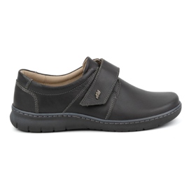 Olivier Dame lædersko med velcro 0693, grå