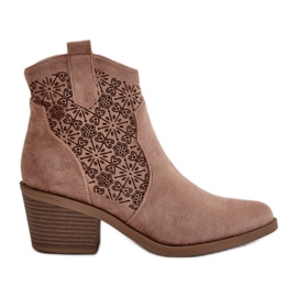 Gennembrudte cowboystøvler med lynlås Eco ruskind Beige S.Barski HY42-944