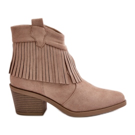 Cowboystøvler til kvinder med lynlås Eco ruskind Beige S.Barski HY42-127