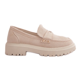 Dame gennembrudte sko Mokkasiner Lys Beige Tannes